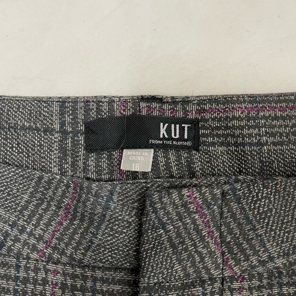 KUT From The Kloth Gray Purple Plaid Pants Size 16 - Picture 5 of 7